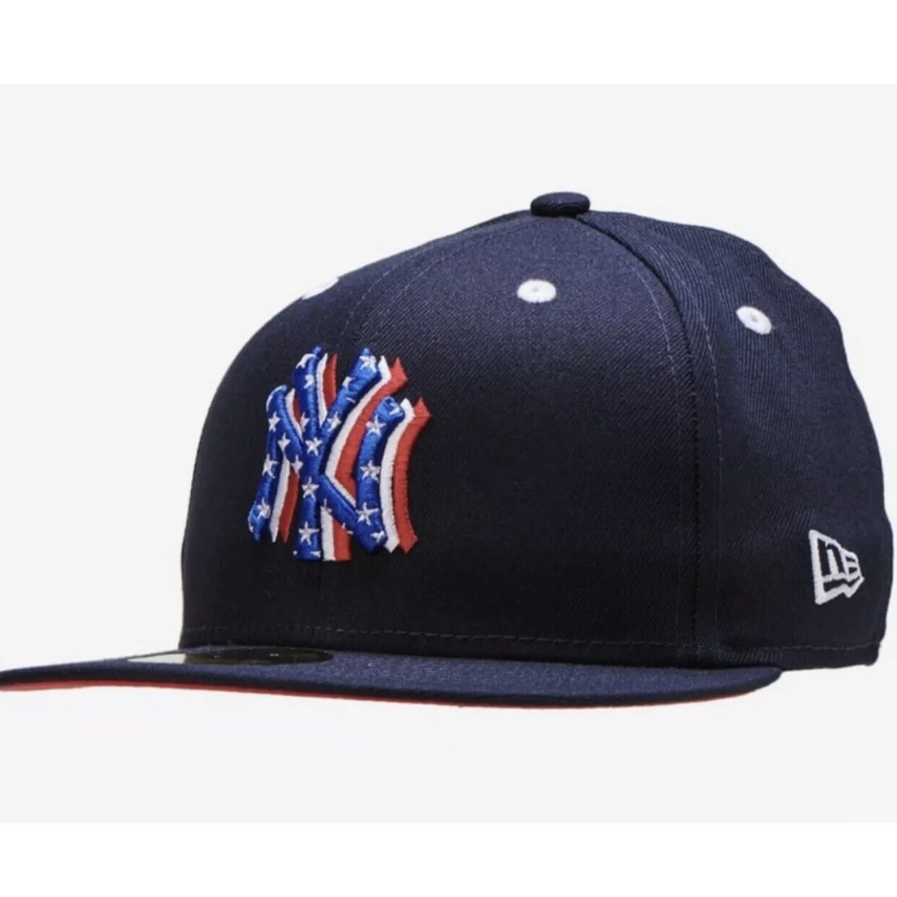 New Era New York Yankees Flag 59FIFTY Fitted Hat Cap Navy Blue Men's Size 7 5/8 - Picture 7 of 9